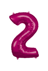 Folieballon fuchsia cijfer 2 86 cm