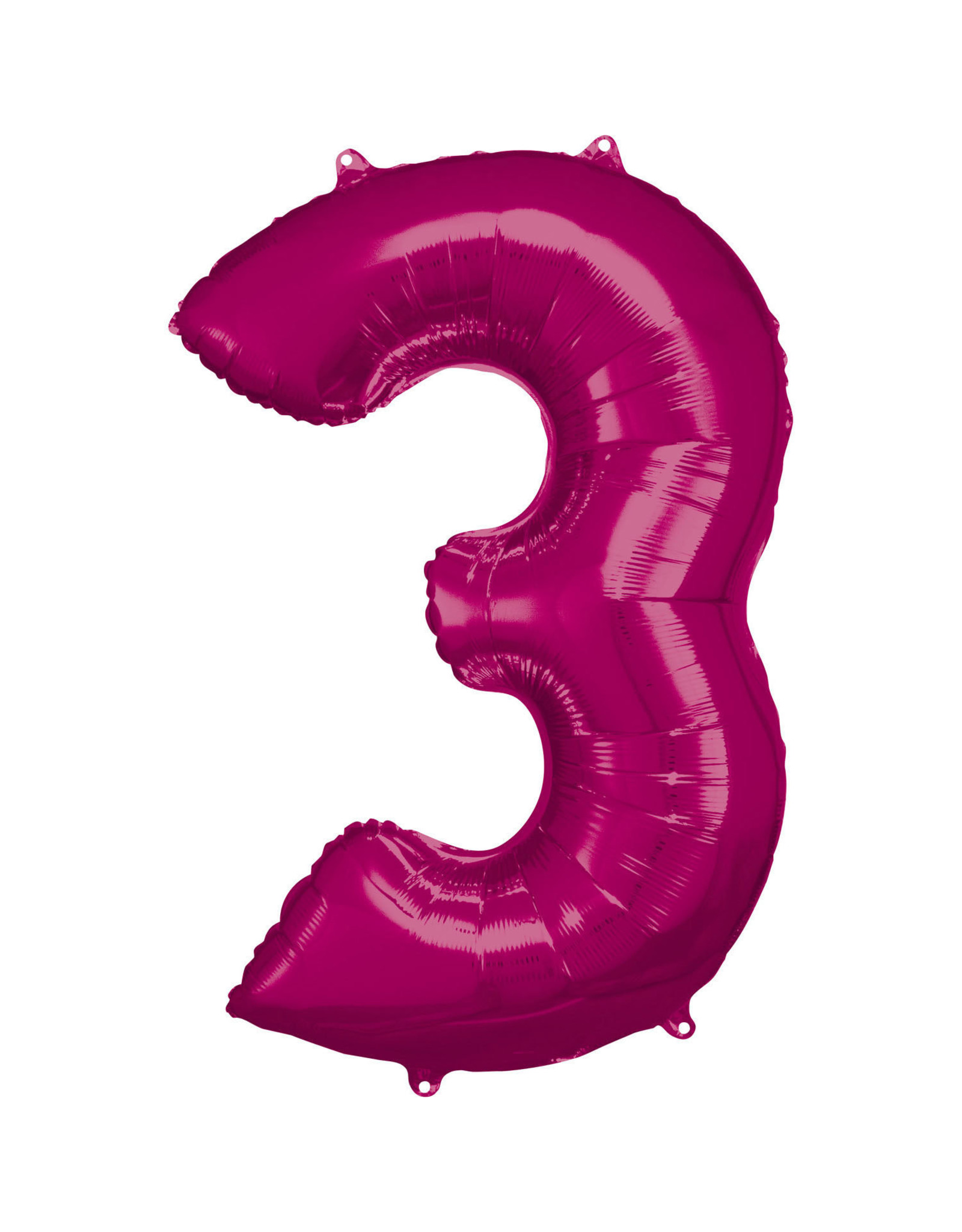 Folieballon fuchsia cijfer 3 86 cm