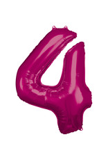 Folieballon fuchsia cijfer 4 86 cm