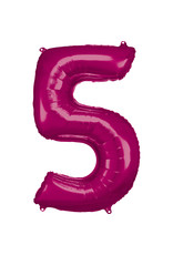 Folieballon fuchsia cijfer 5 86 cm Folieballon fuchsia cijfer 5 86 cm