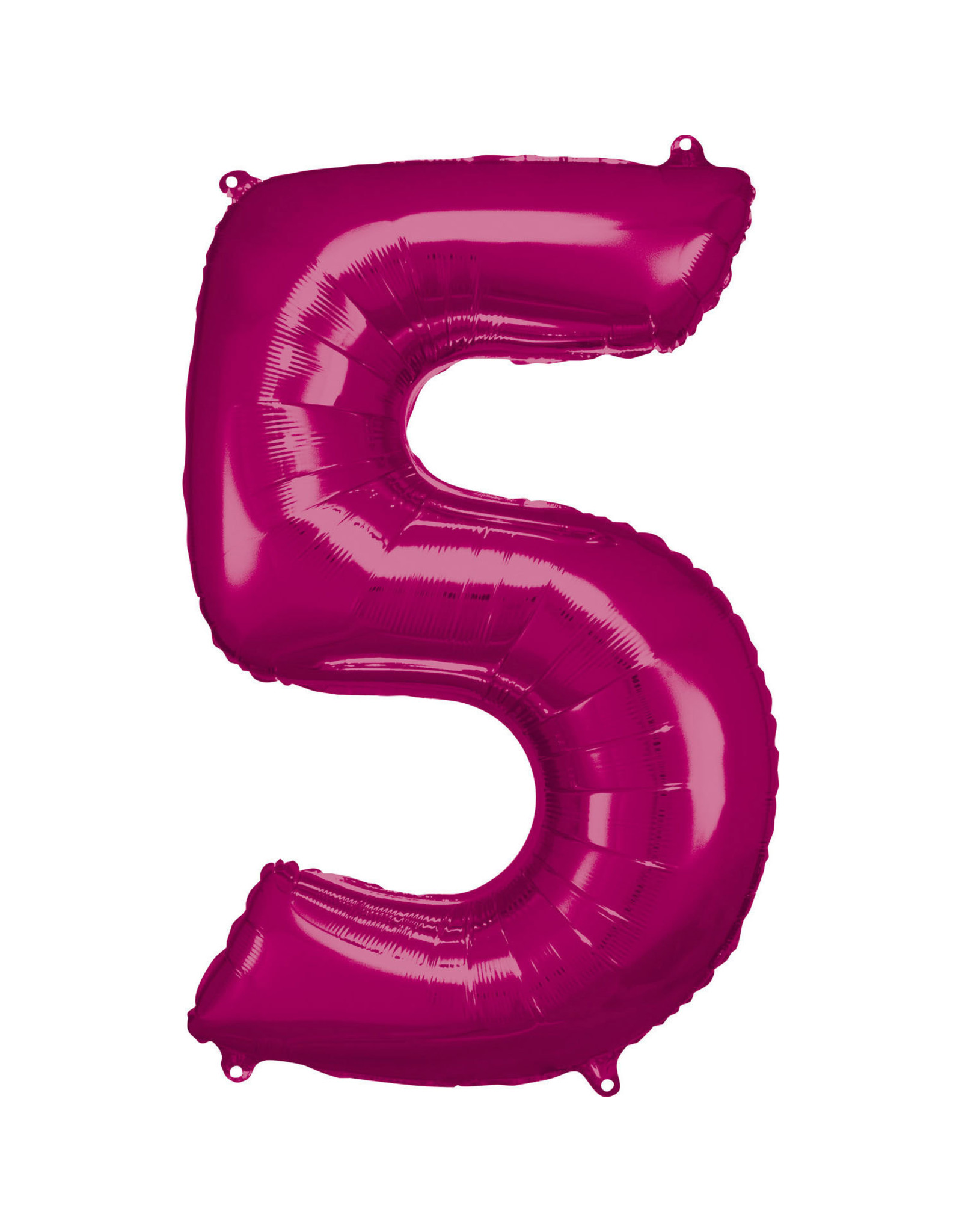 Folieballon fuchsia cijfer 5 86 cm