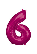 Folieballon fuchsia cijfer 6 86 cm Folieballon fuchsia cijfer 6 86 cm