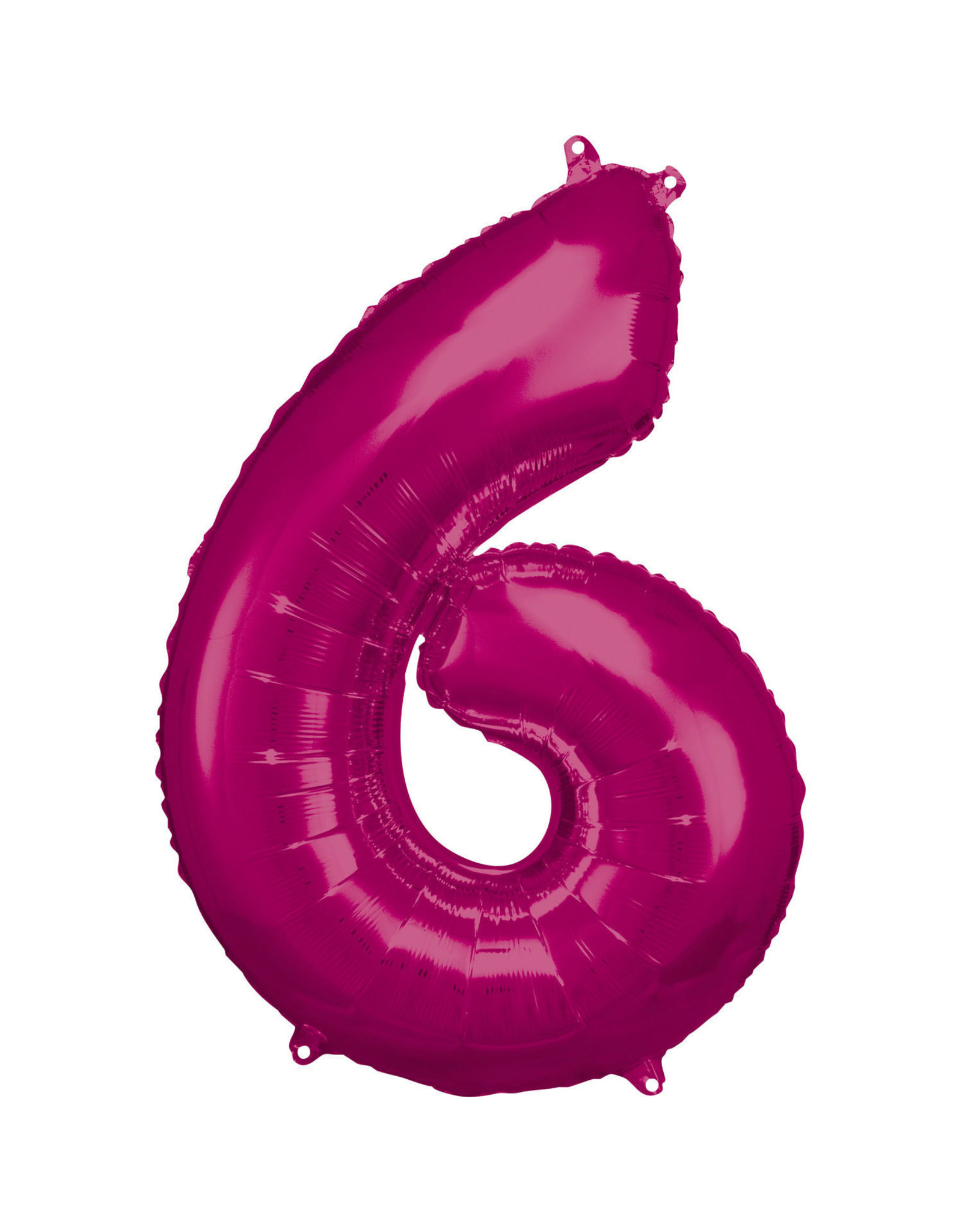 Folieballon fuchsia cijfer 6 86 cm