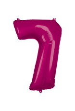 Folieballon fuchsia cijfer 7 86 cm