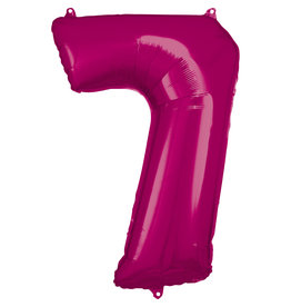 Folieballon fuchsia cijfer 7 86 cm