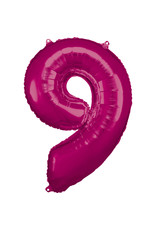Folieballon fuchsia cijfer 9 86 cm