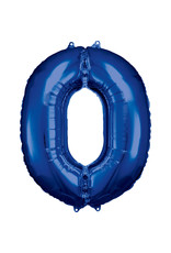Folieballon blauw cijfer 0 86 cm Folieballon blauw cijfer 0 86 cm