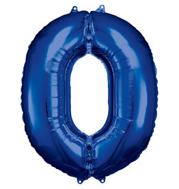 Amscan folieballon blauw cijfer 0 86 cm