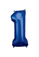 Folieballon blauw cijfer 1 86 cm