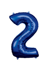 Folieballon blauw cijfer 2 86 cm Folieballon blauw cijfer 2 86 cm