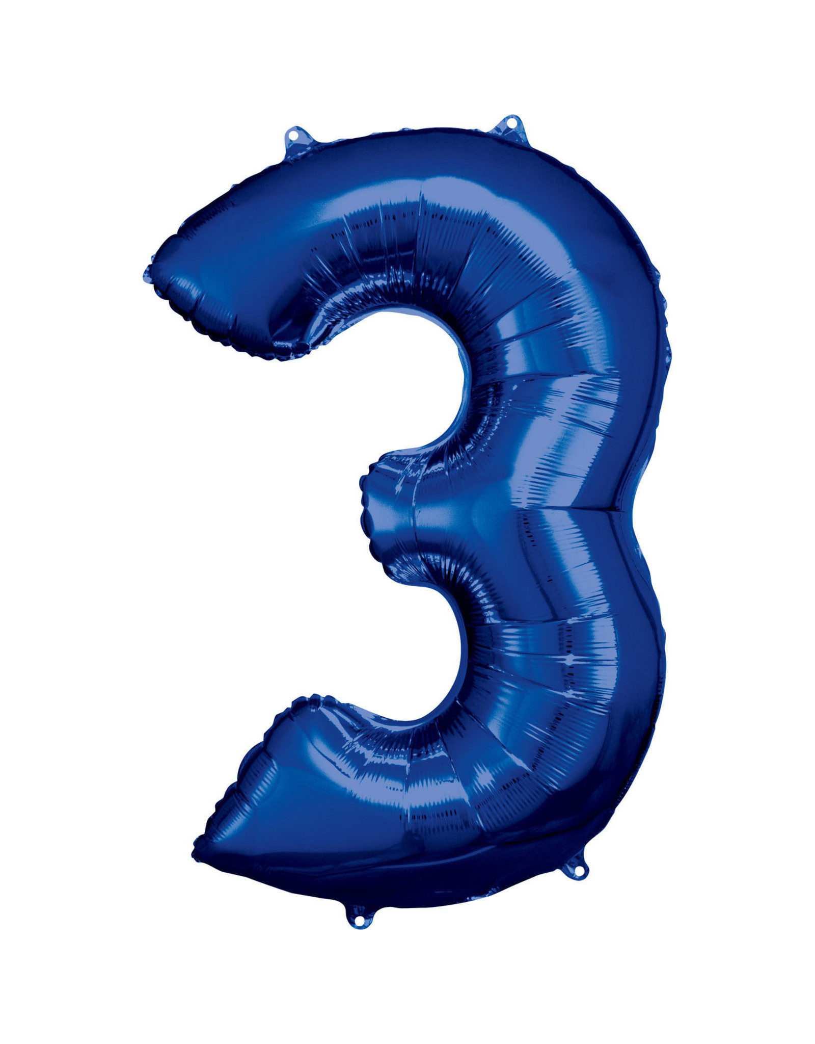 Folieballon blauw cijfer 3 86 cm