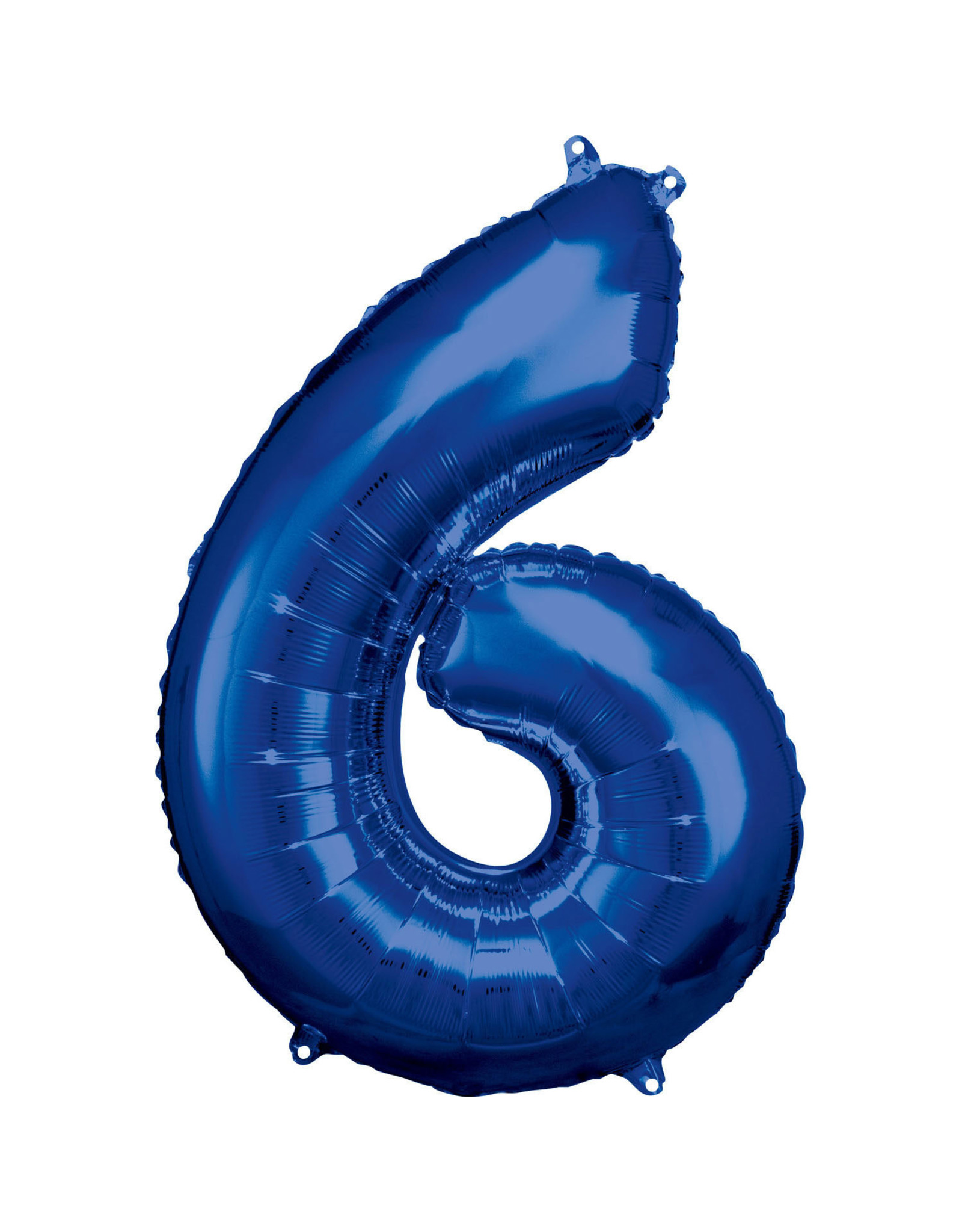 Folieballon blauw cijfer 6 86 cm