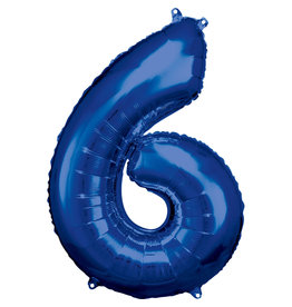 Amscan folieballon blauw cijfer 6 86 cm