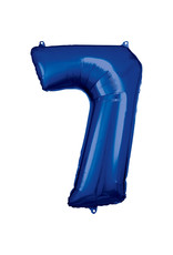 Folieballon blauw cijfer 7 86 cm