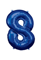 Folieballon blauw cijfer 8 86 cm