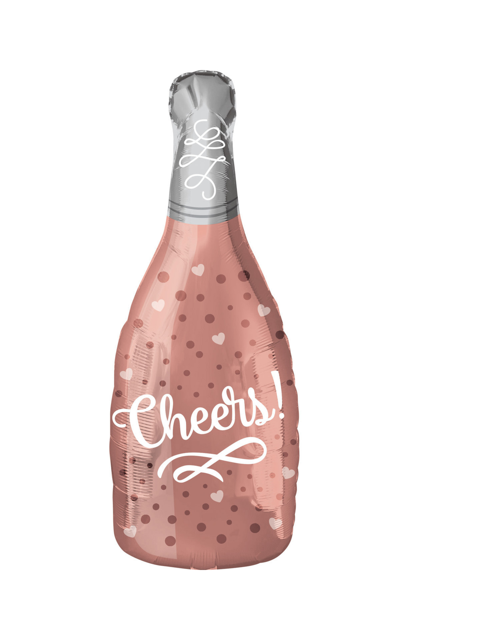 Folieballon champagnefles rose goud cheers 25 x 66 cm
