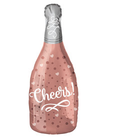 Folieballon champagnefles rose goud cheers 25 x 66 cm
