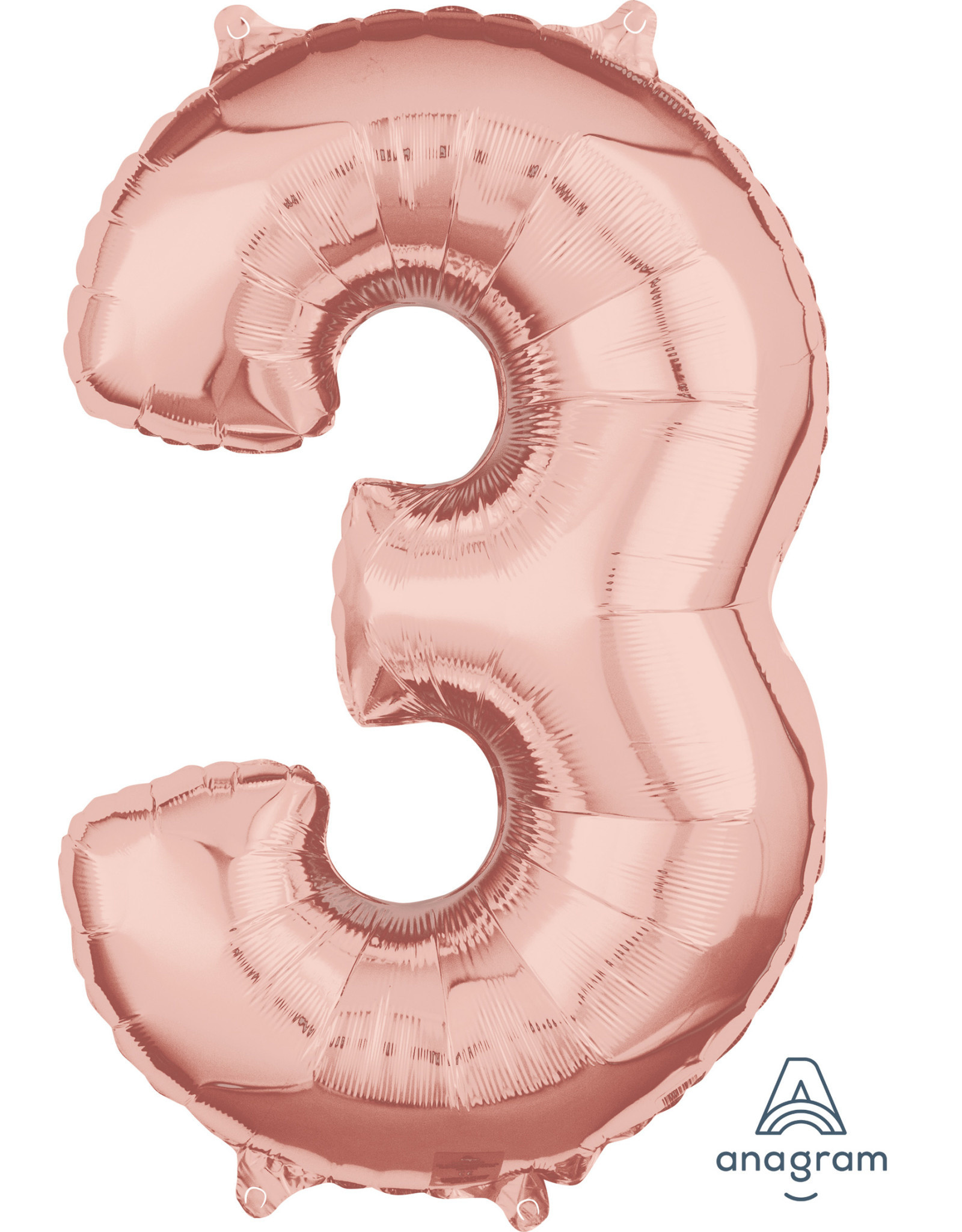 Folieballon rose goud cijfer 3 66 cm