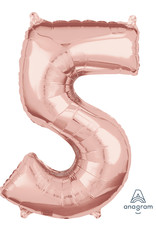 Folieballon rose goud cijfer 5 66 cm