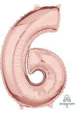 Folieballon rose goud cijfer 6 66 cm Folieballon rose goud cijfer 6 66 cm