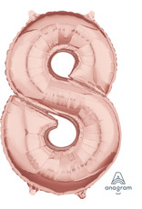Folieballon rose goud cijfer 8 66 cm Folieballon rose goud cijfer 8 66 cm