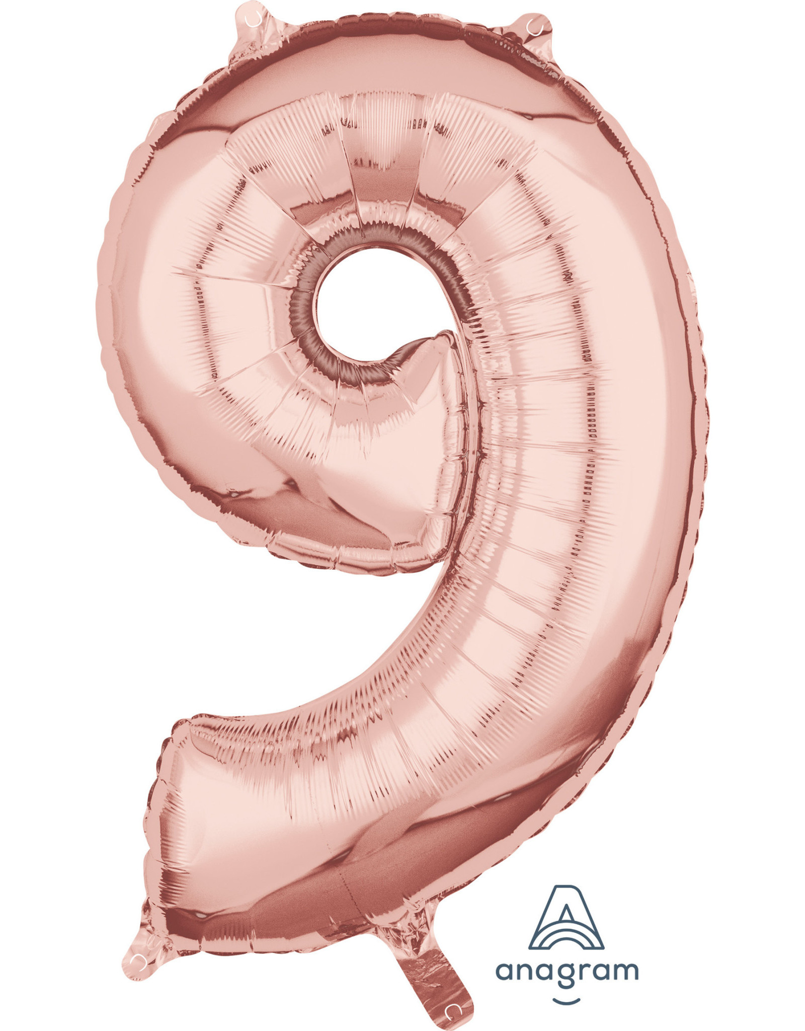Folieballon rose goud cijfer 9 66 cm