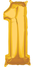 Folieballon goud cijfer 1 66 cm