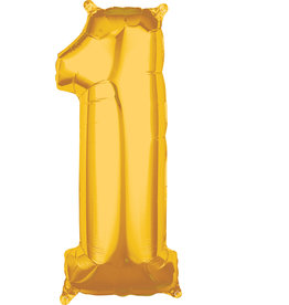Folieballon goud cijfer 1 66 cm