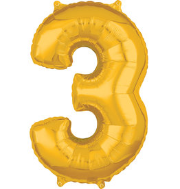 Folieballon goud cijfer 3 66 cm