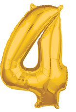 Folieballon goud cijfer 4 66 cm