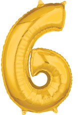 Folieballon goud cijfer 6 66 cm