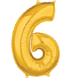 Folieballon goud cijfer 6 66 cm