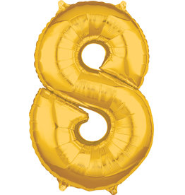 Folieballon goud cijfer 8 66 cm