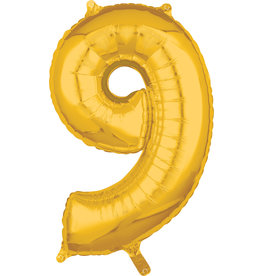Folieballon goud cijfer 9 66 cm