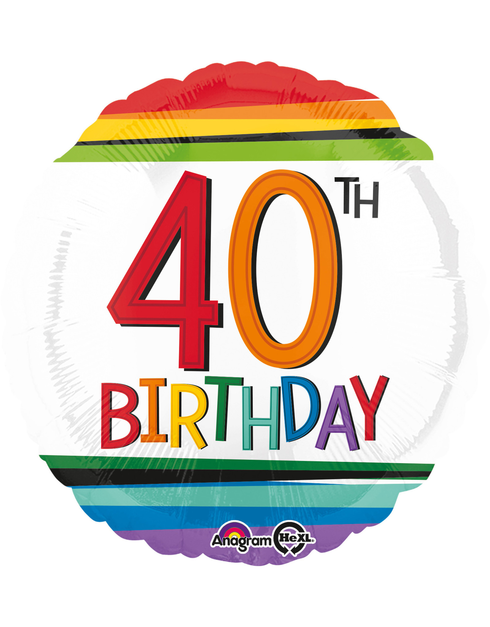 Amscan folieballon Rainbow 40th birthday 43 cm
