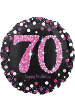 Folieballon sparkling roze 70 jaar 45 cm