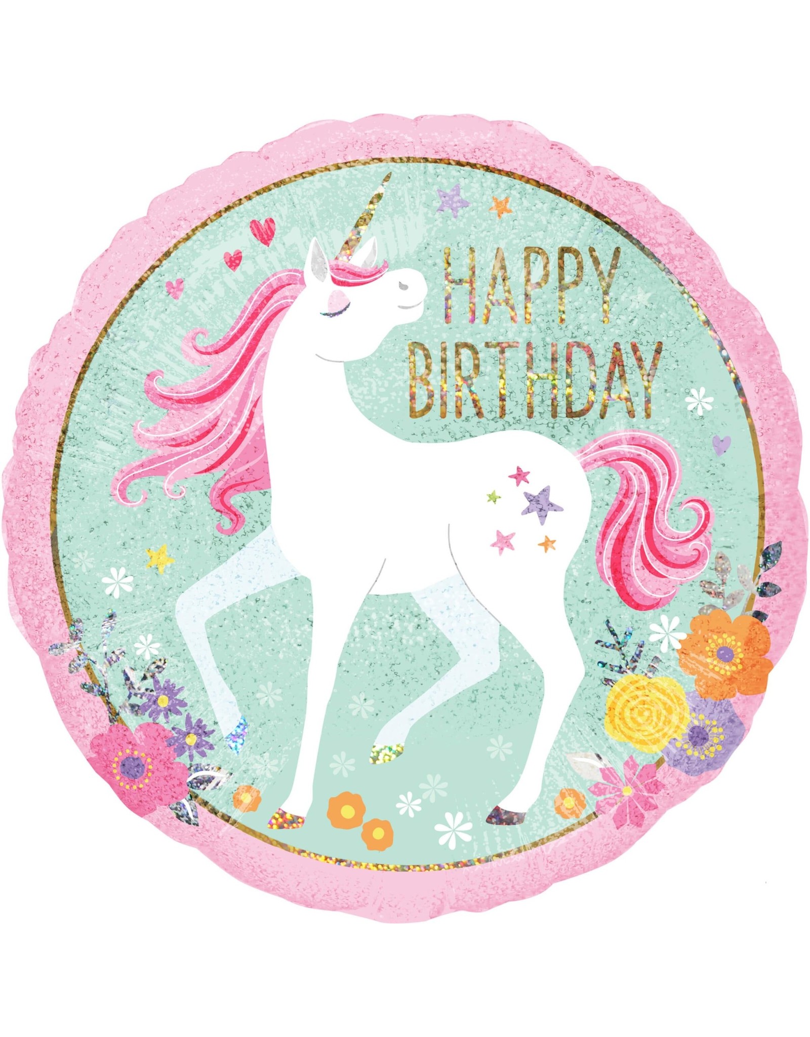 Folieballon unicorn happy birthday 45 cm