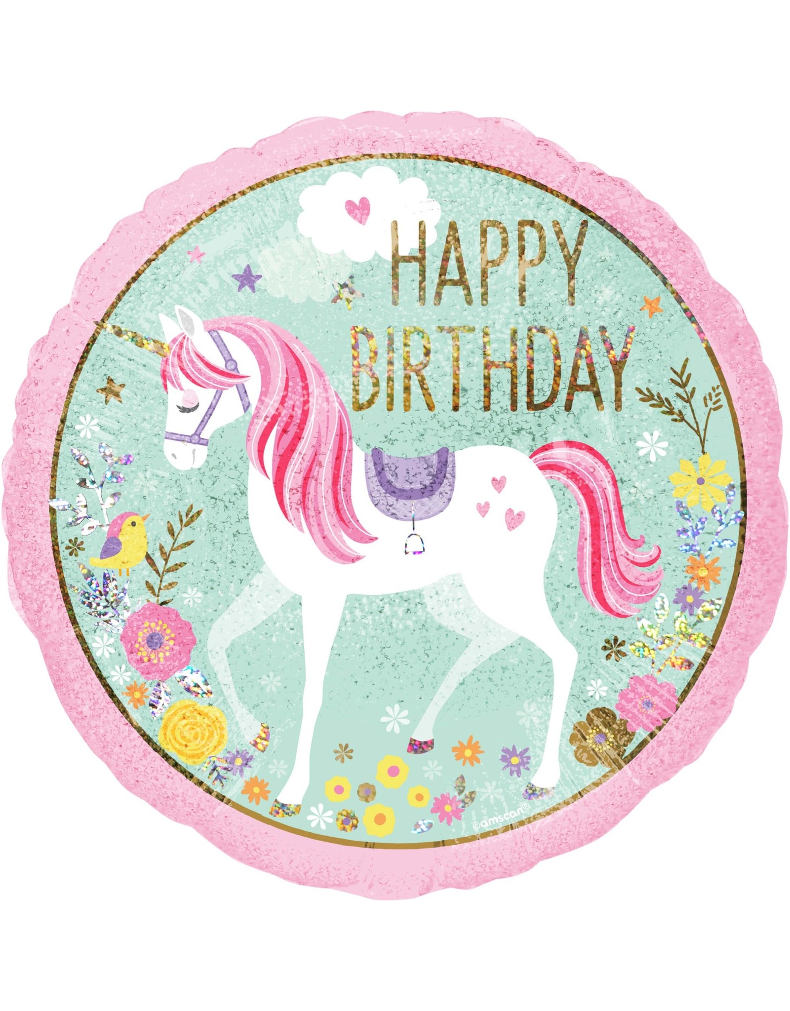 Folieballon unicorn happy birthday 45 cm