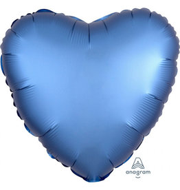 Amscan folieballon Azure blauw vorm hart 43 cm