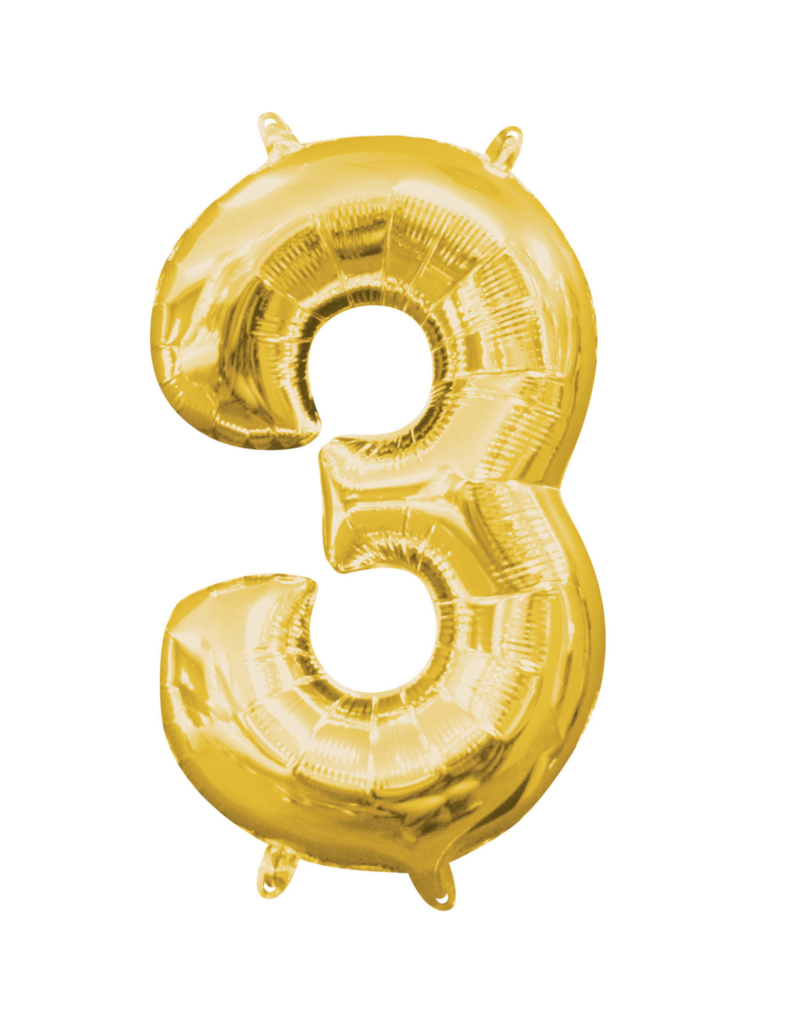 Folieballon goud cijfer 3 40 cm