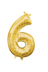 Folieballon goud cijfer 6 40 cm
