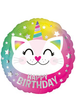 Folieballon happy birthday caticorn 43 cm