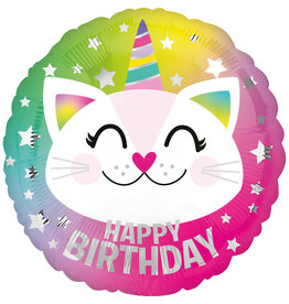 Folieballon happy birthday caticorn 43 cm