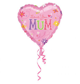 Amscan folieballon hart love you mum 43 cm