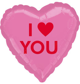 Amscan folieballon hartvorm I heart you 43 cm