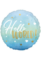 Folieballon hello world blauw 43 cm