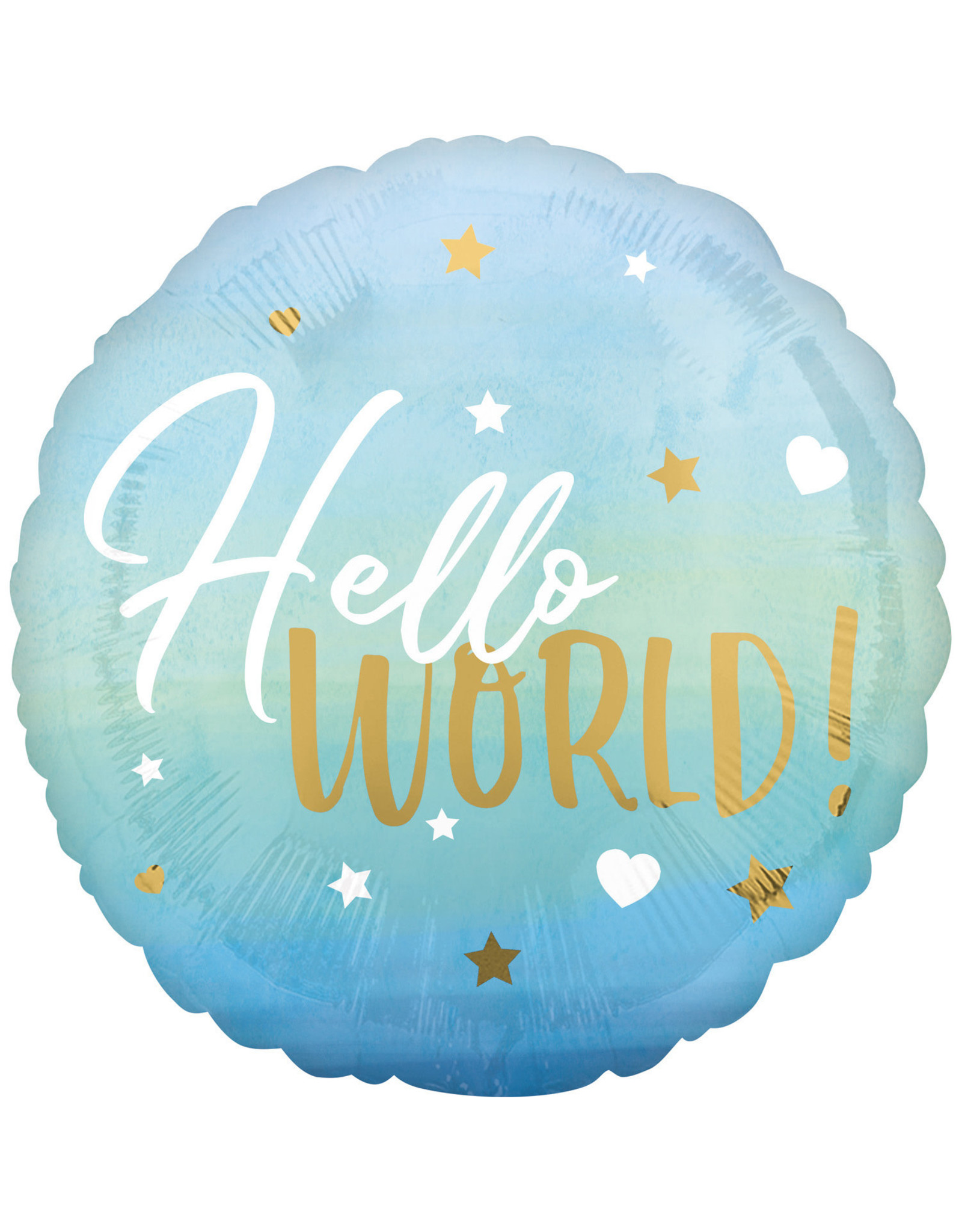 Folieballon hello world blauw 43 cm
