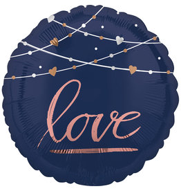 Amscan folieballon love navy blue/rose goud 43 cm