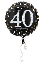 Amscan sparkling folieballon 40 jaar zilver 45 cm