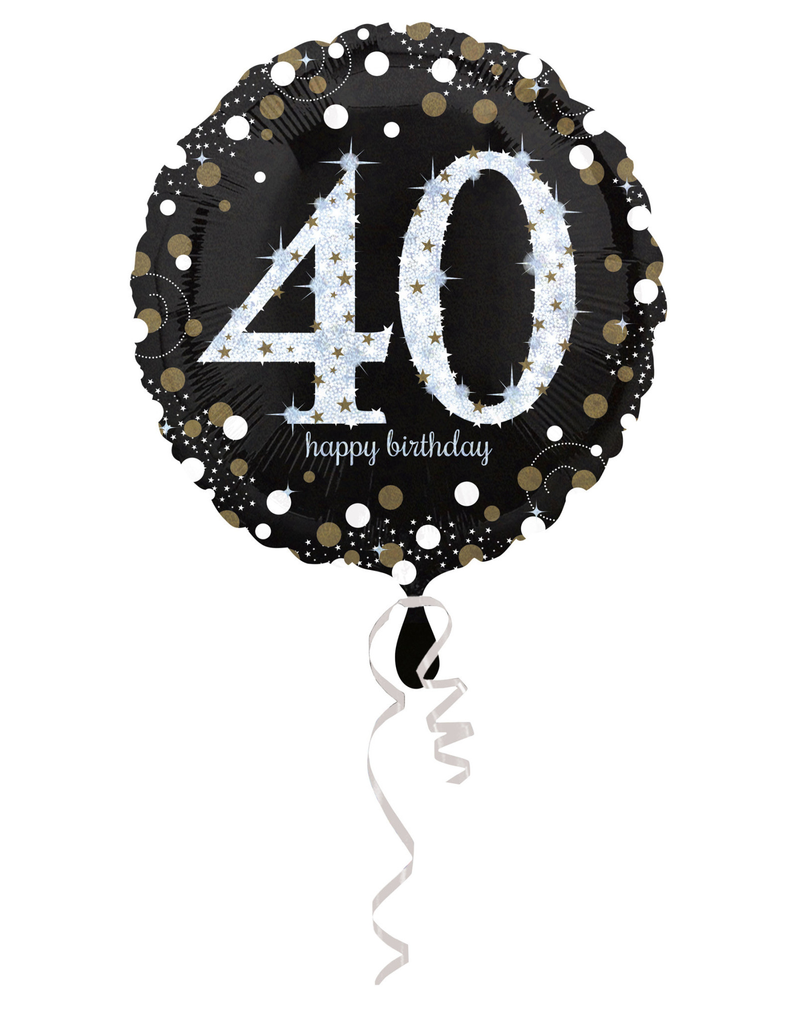 Amscan sparkling folieballon 40 jaar zilver 45 cm
